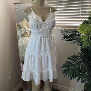 White lace top dress